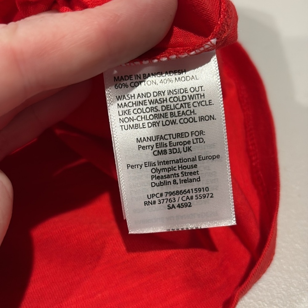 Rafaella Red V-Neck Short Sleeve Ruffle Top - Picture 14 of 15
